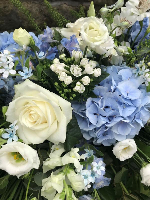 Pale Blue and White Double Ended Arrangement