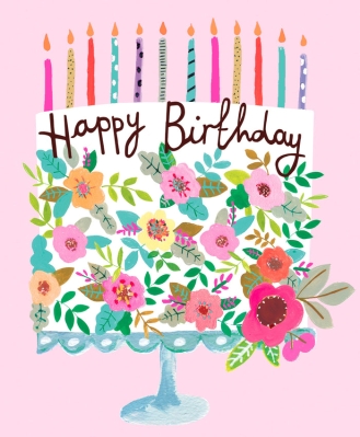 Happy Birthday Floral Cake Card
