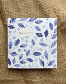 Thank You Card with Blue Leaves